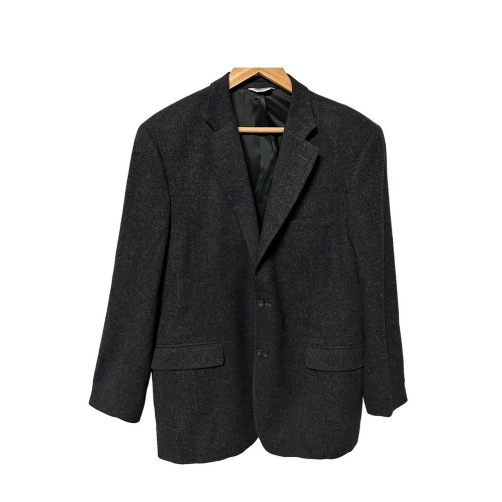 Joseph & Feiss Blazer Sport Coat Jacket Mens 44 Long Camel Hair Charcoal Gray